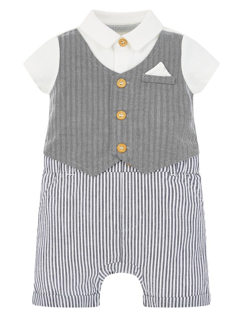 

mothercare Infants Boys Grey & White Striped Rompers
