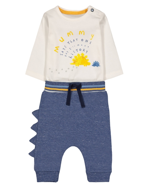 

mothercare Boys Off-White & Blue Printed Bodysuit & Joggers