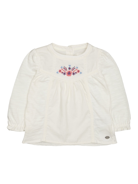 

mothercare Girls Off-White Printed Round Neck T-shirt