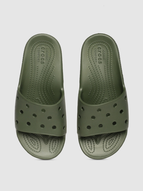 

Crocs Unisex Olive Green Self Design Classic Sliders