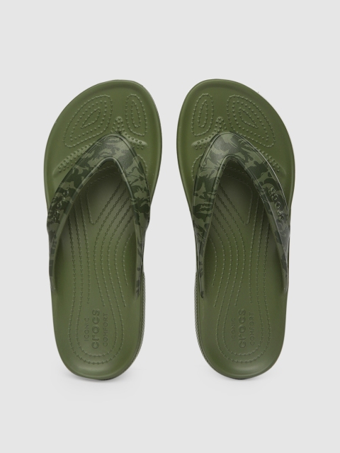 

Crocs Unisex Olive Green Camouflage Printed Classic II Thong Flip-Flops