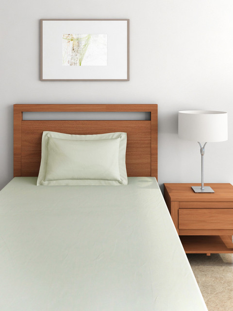 

SPACES Off-White Flexi-Fit Cotton & Spandex 300 TC Fitted Single Bedsheet with 1 Pillow Cover