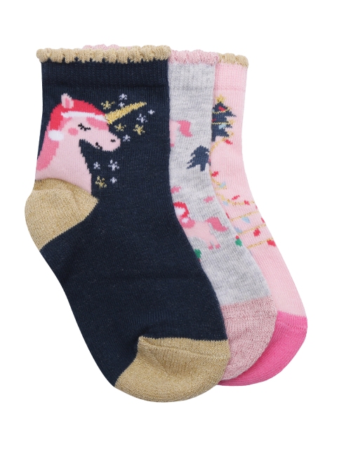

mothercare Girls Pack Of 3 Patterned Above Ankle Length Socks, Pink