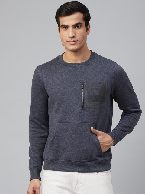 

Blackberrys Men Navy Blue Self Design Zip Detail Sweatshirt