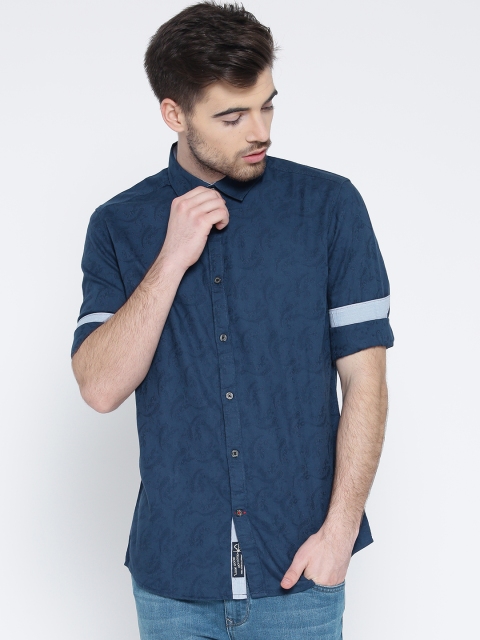 

Being Human Clothing Navy Slim Fit Casual Shirt, Navy blue