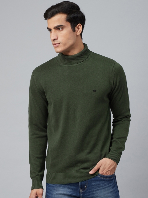 

Blackberrys Men Olive Green Solid Pullover