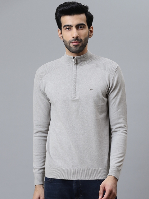 

Blackberrys Men Grey Melange Solid Pullover