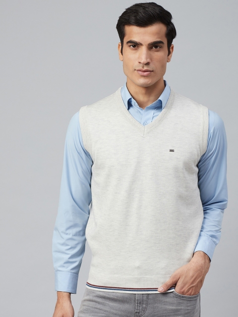 

Blackberrys Men Grey Melange Solid Sweater Vest