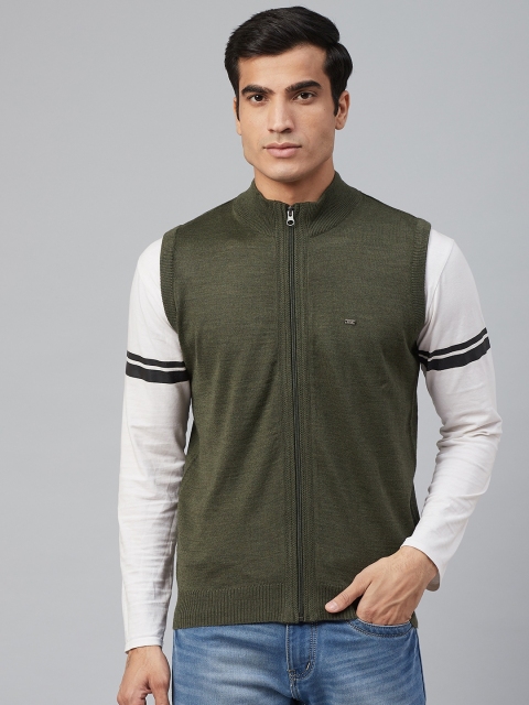 

Blackberrys Men Olive Green Solid Cardigan