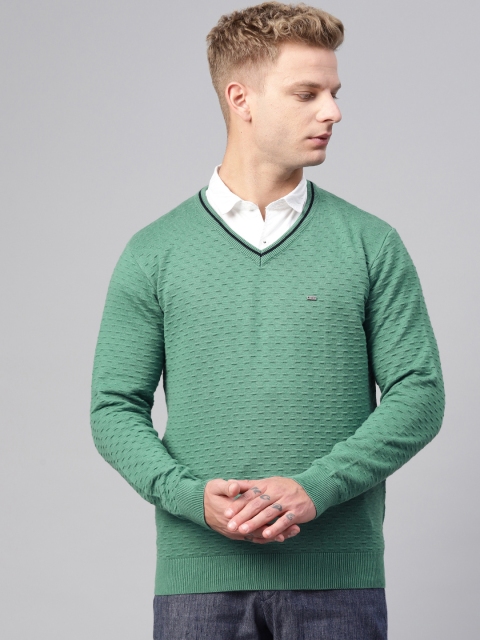 

Blackberrys Men Green Self Design Sweater