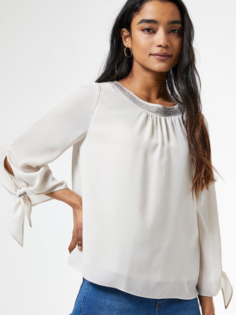 

DOROTHY PERKINS Women Off-White Petite Solid Top