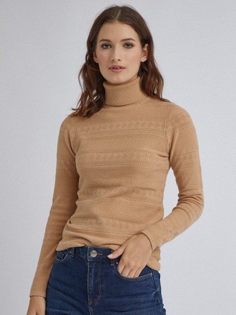 

DOROTHY PERKINS Women Beige Self Design Pullover