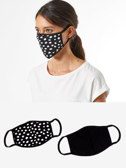 

DOROTHY PERKINS Women Pack of 2 Reusable 2 Ply Cloth Mask, Black