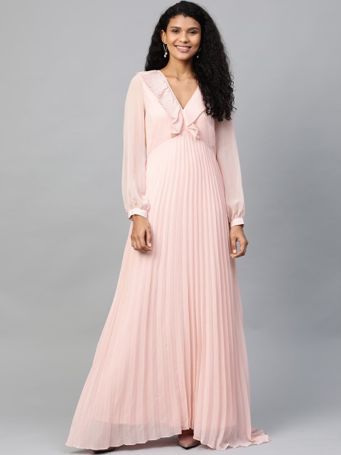 

DOROTHY PERKINS Women Peach-Coloured Accordion Pleats Maxi Dress