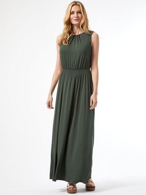 

DOROTHY PERKINS Women Green Smocked Detail Solid Maxi Dress