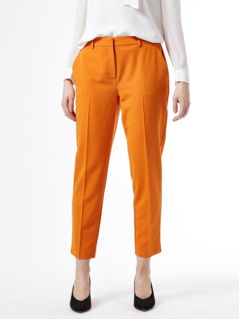 

DOROTHY PERKINS Women Orange Tailored Fit Solid Cropped Formal Trousers