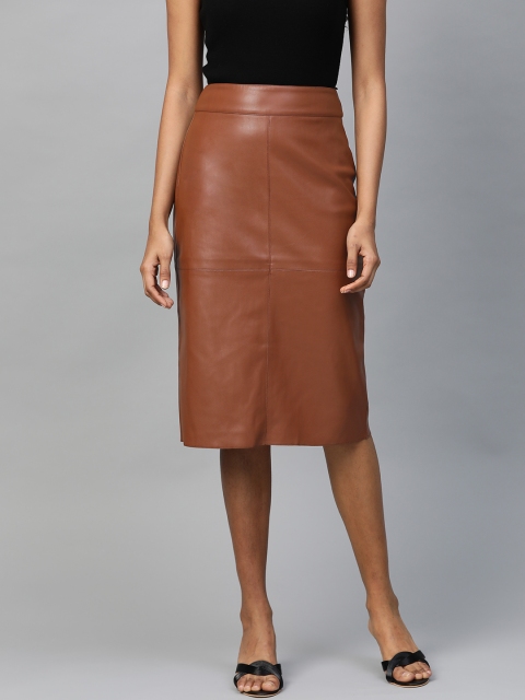 

DOROTHY PERKINS Women Brown Solid Straight Skirt