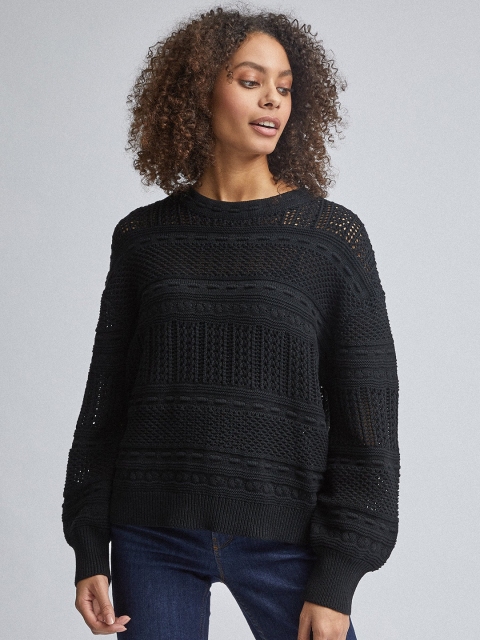 

DOROTHY PERKINS Women Black Open Knit Pullover