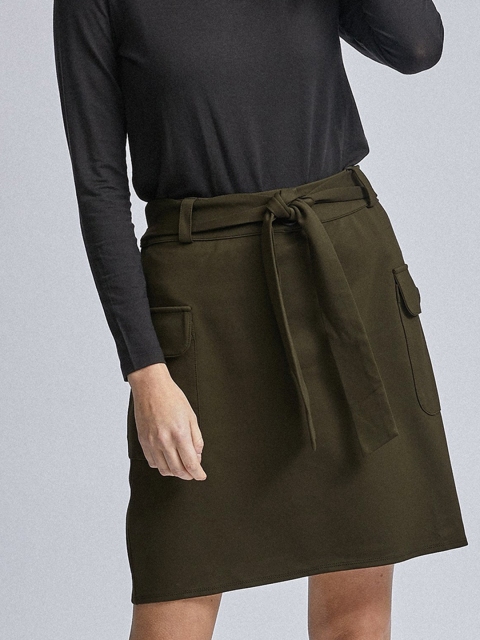

DOROTHY PERKINS Women Olive Green Solid A-Line Skirt
