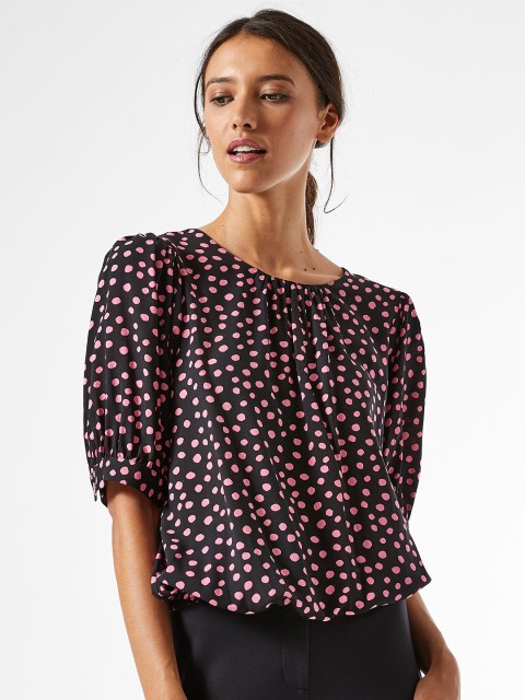 

DOROTHY PERKINS Women Black & Pink Animal Printed Top