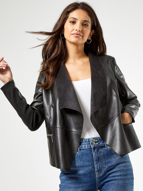 

DOROTHY PERKINS Women Black Solid Open Front Jacket