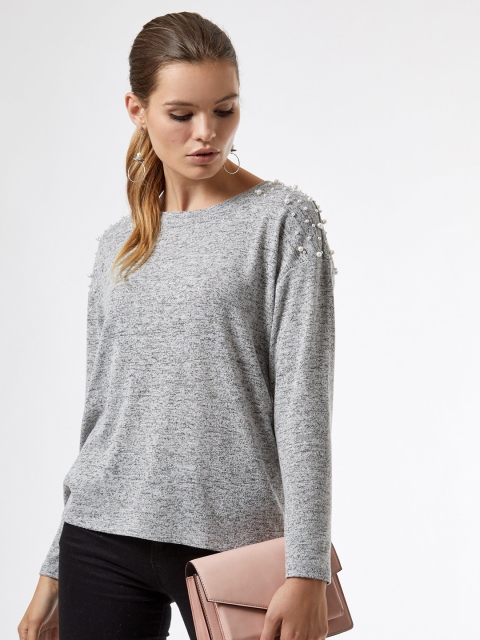 

DOROTHY PERKINS Women Grey Solid Top