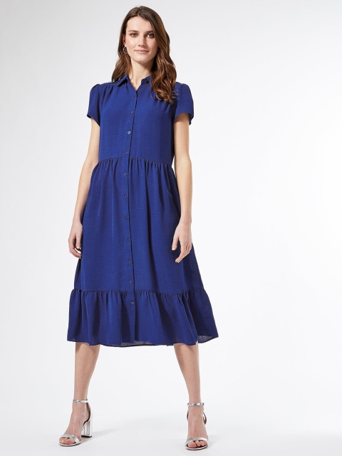 

DOROTHY PERKINS Women Blue Solid Shirt Dress