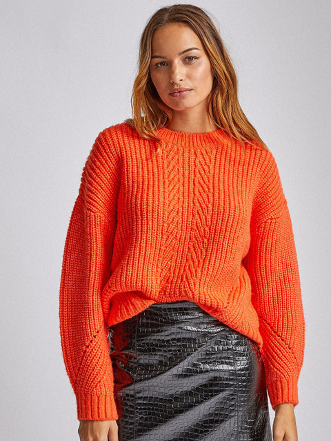 

DOROTHY PERKINS Women Orange Self Design Pullover