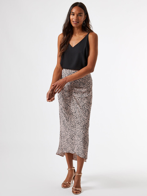 

DOROTHY PERKINS Women Off-White & Black Leopard Print Ruched High-Low Maxi Skirt