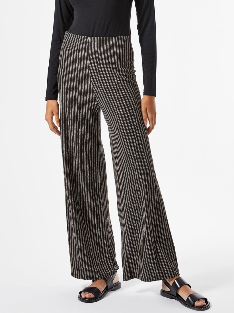 

DOROTHY PERKINS Women Black & Off-White Regular Fit Striped Parallel Trousers