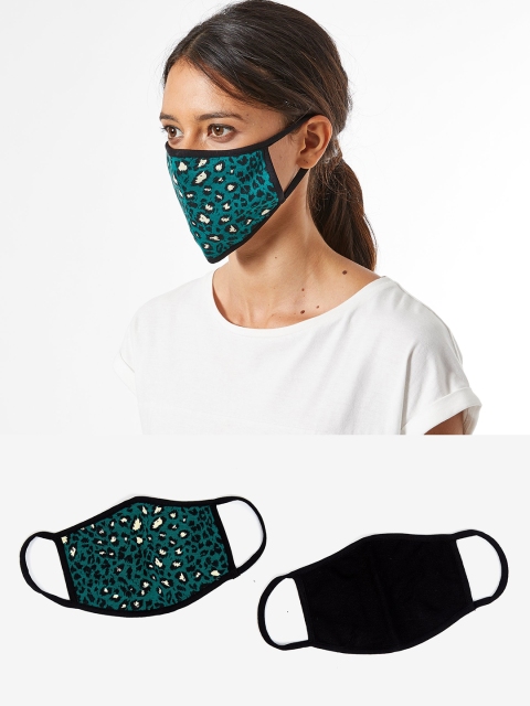 

DOROTHY PERKINS Women Pack of 2 Reusable 2 Ply Cloth Mask, Green