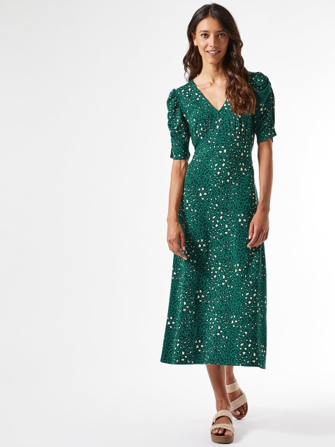 

DOROTHY PERKINS Women Green & Black Animal Print A-Line Dress