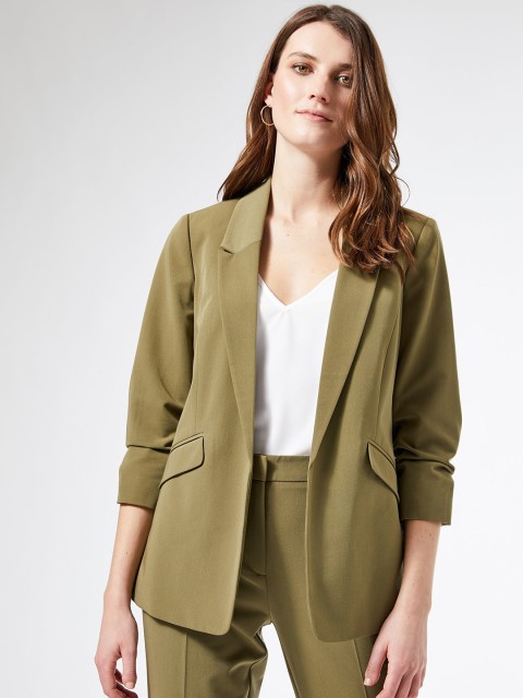 

DOROTHY PERKINS Women Olive Green Front-Open Solid Formal Blazer