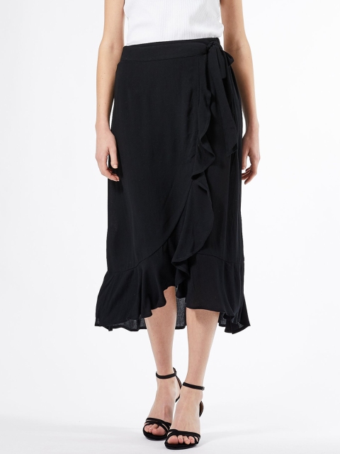 

DOROTHY PERKINS Women Black Solid Wrap Skirt