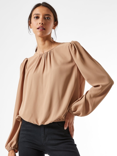 

DOROTHY PERKINS Women Beige Solid Blouson Top