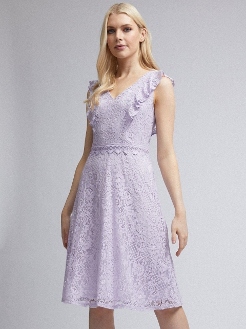 

DOROTHY PERKINS Women Lavender Lace A-Line Dress