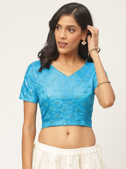 

Shaily Women Blue Embellished Saree Blouse
