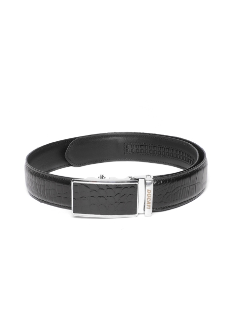 

Ducati Men Black Croc Textured Leather Belt