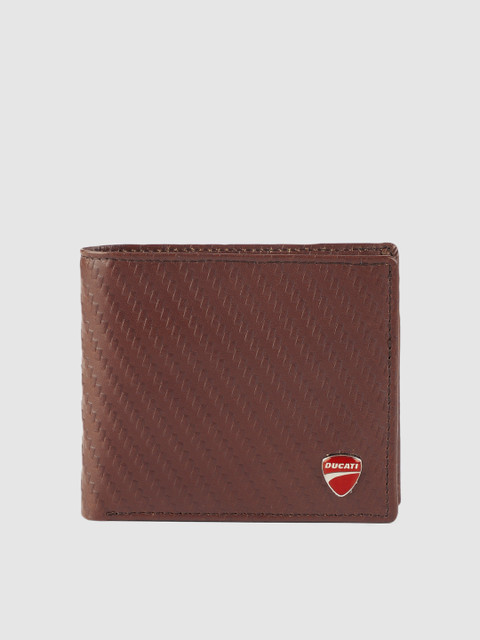 

Ducati Men Brown Self Design Two Fold Leather Wallet