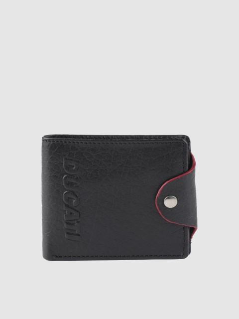 

Ducati Men Black Solid Two Fold Leather Wallet