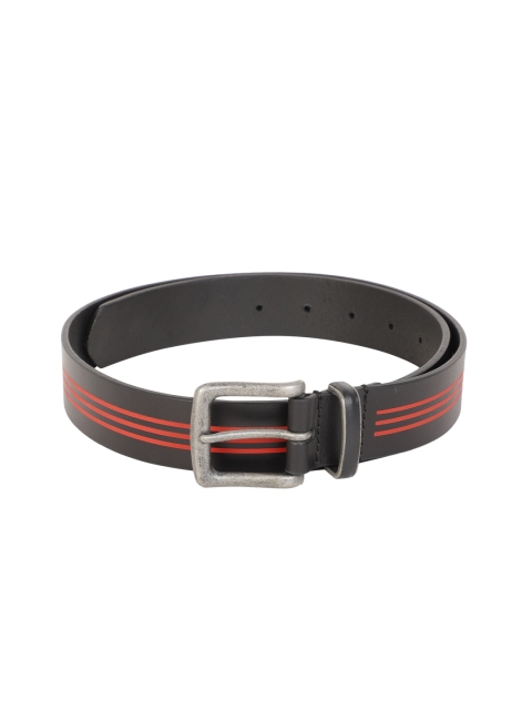 

Ducati Men Black Striped Leather Belt