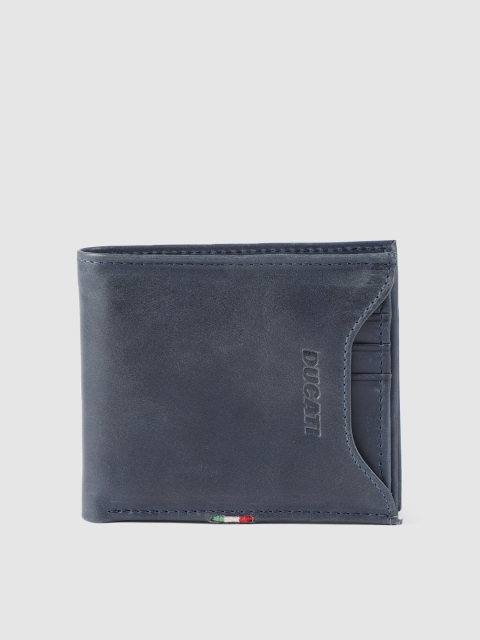 

Ducati Men Navy Blue Solid Two Fold Leather Wallet