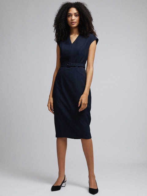 

DOROTHY PERKINS Women Navy Blue Solid Sheath Dress