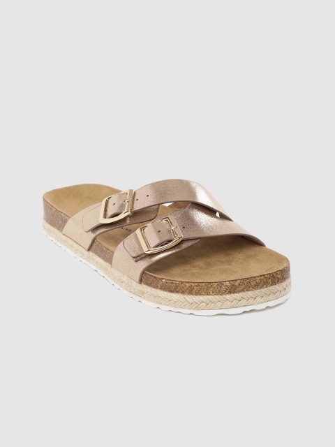 

DOROTHY PERKINS Women Rose Gold-Toned Shimmer Open Toe Flats