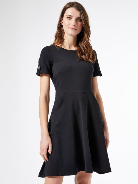 

DOROTHY PERKINS Women Black Solid Fit and Flare Dress