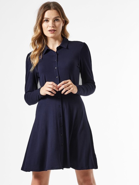 

DOROTHY PERKINS Women Navy Blue Solid Shirt Dress