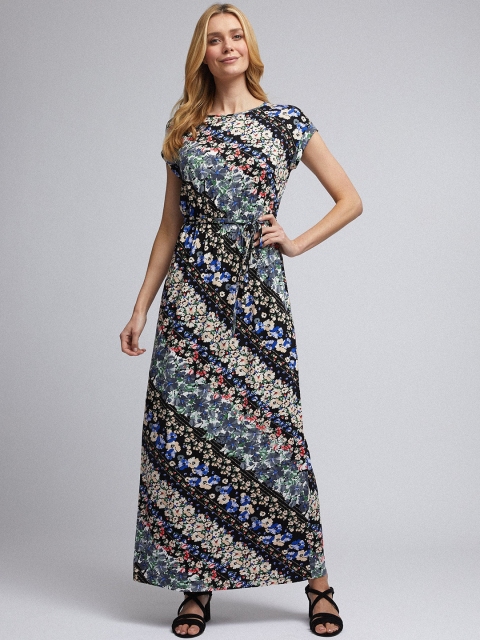 

DOROTHY PERKINS Women Black & Blue Floral Print Maxi Dress