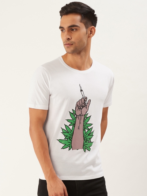 

PRINTOCTOPUS Men White Printed Round Neck T-shirt