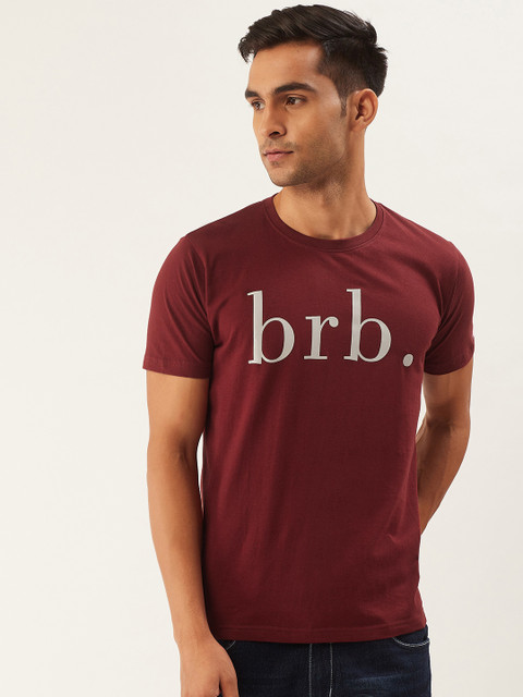 

PRINTOCTOPUS Men Maroon Printed Round Neck T-shirt