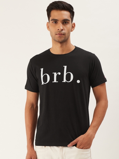 

PRINTOCTOPUS Men Black & White Printed Round Neck T-shirt